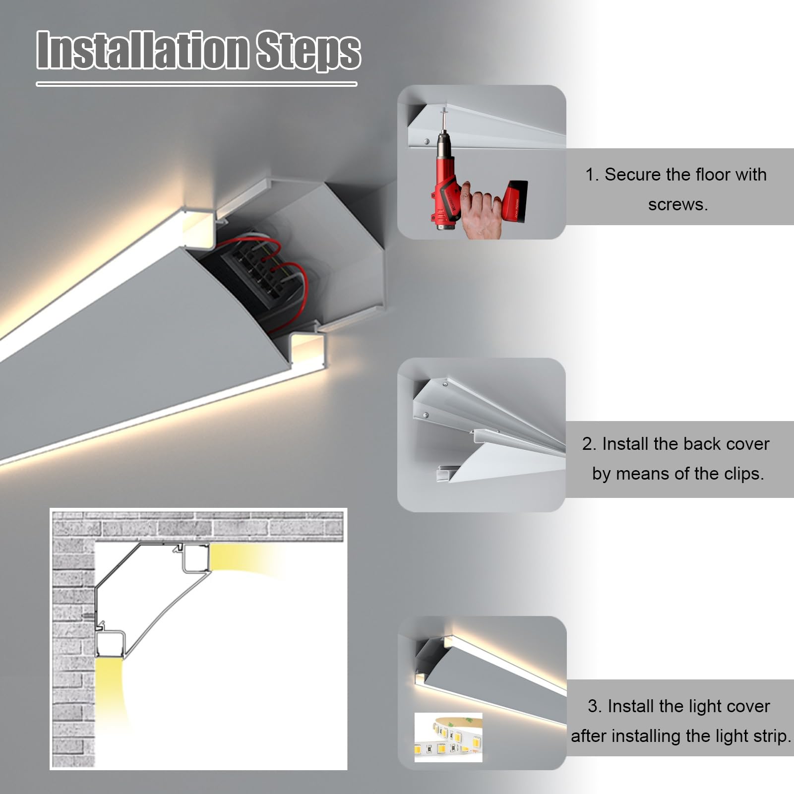 Veletta LED Soffitto Modanatura Controsoffitto Bianca Strisce LED Doppie, Profilo Luce LED Montato in Superficie in Metallo, Profilo Luce Lineare Personalizzabile Lunghezza 1-15m(White Lampshade,13ft/
