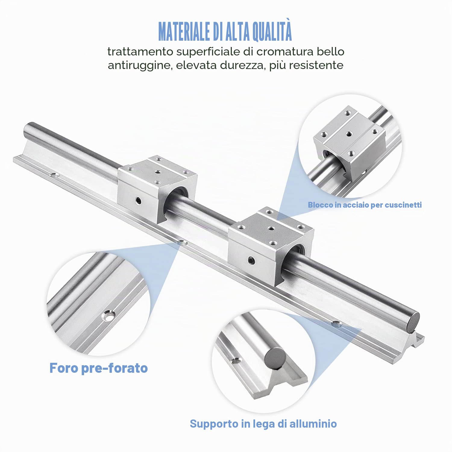 CNCMANS - Guida lineare, 2 binari lineari SBR12 da 1500 mm, in acciaio inox con 4 cuscinetti lineari SBR12UU, parti CNC per stampante 3D motore passo-passo (guida lineare SBR12 1500 mm)