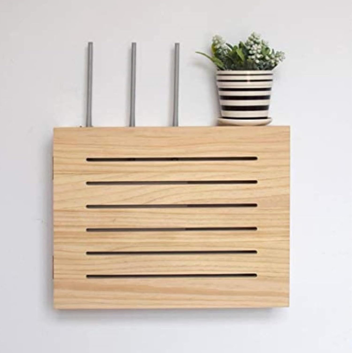 Slish Support mural en bois pour routeur Wifi et câble nizer – Support modem Slish pour routeurs de fils et décodeurs TV – Design peu encombrant