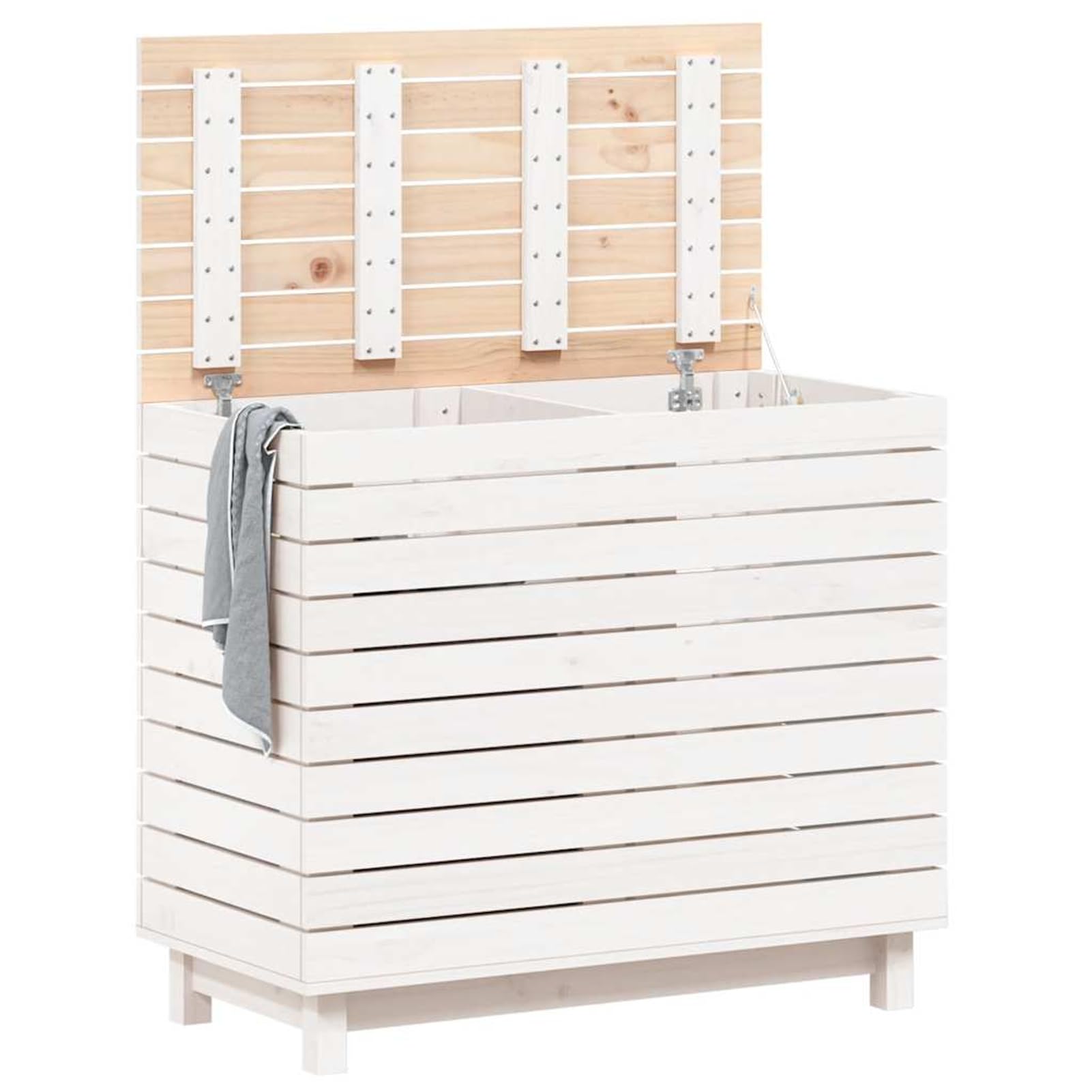 Gecheer Wäschetruhe Weiß 88,5x44x76 cm Massivholz Kiefer, Wäschekorb Wäschesortierer Wäschebox für Babykleidung Bettwäsche Schuhe832324