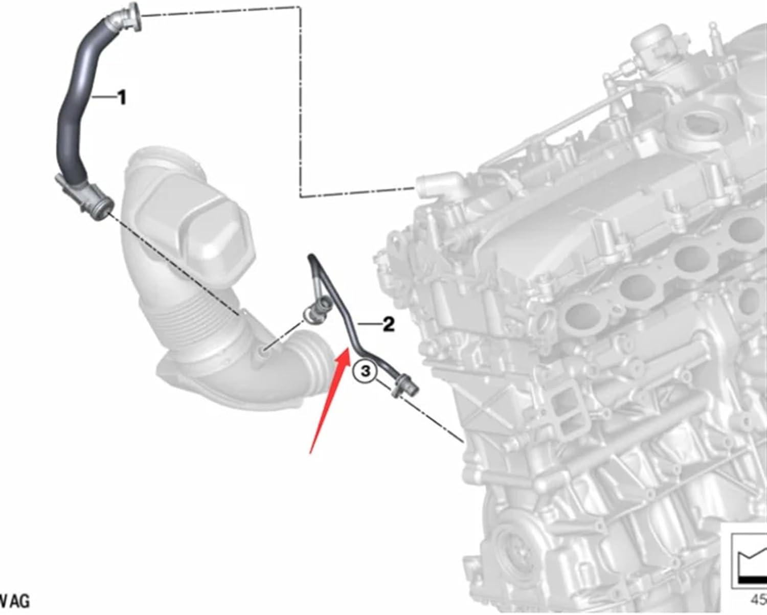 Crankcase Breather hose For BMW For G31 G38 G11 2014-2019 Breather Hose Car Parts PCV Crankcase Ventilation Pipe Oe：11157642546