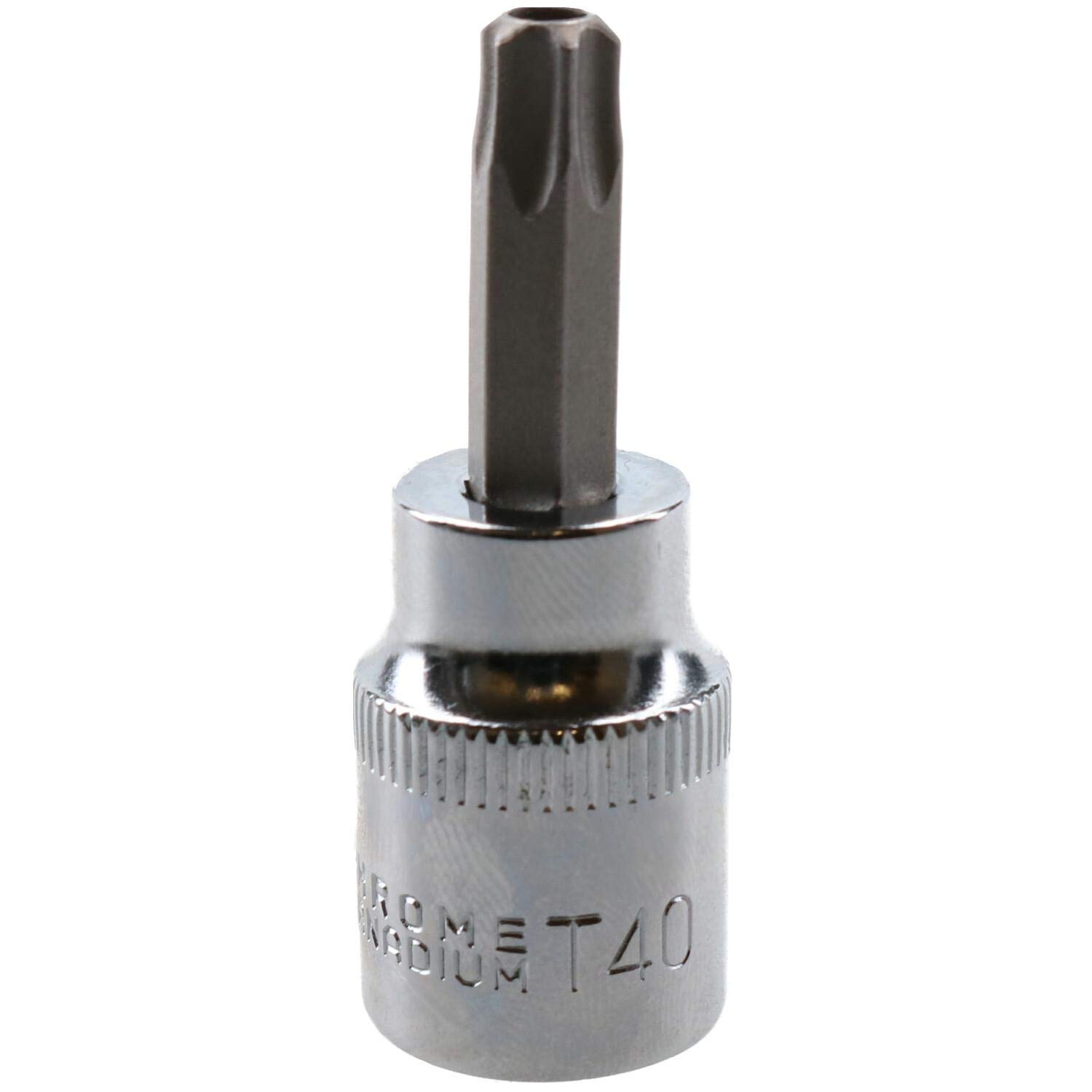 T40 3/8" Drive Tamper Proof Torx Star Bit 48mm Tamper Torx Chrome Vanadium Steel