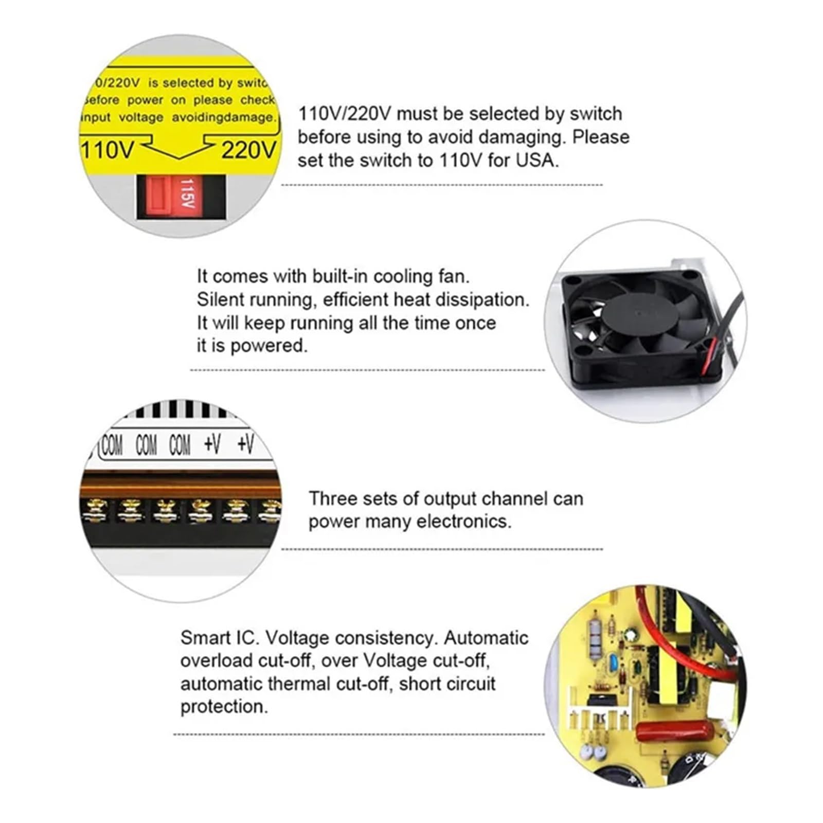 Alimentatore, Alimentatore a commutazione DC 12V 24V 36V 48V 60V 600W 10A 12.5A 13.8A 25A 50A Sornte convertitore adattatore for striscia LED,per stampante 3d luci di striscia(12V)