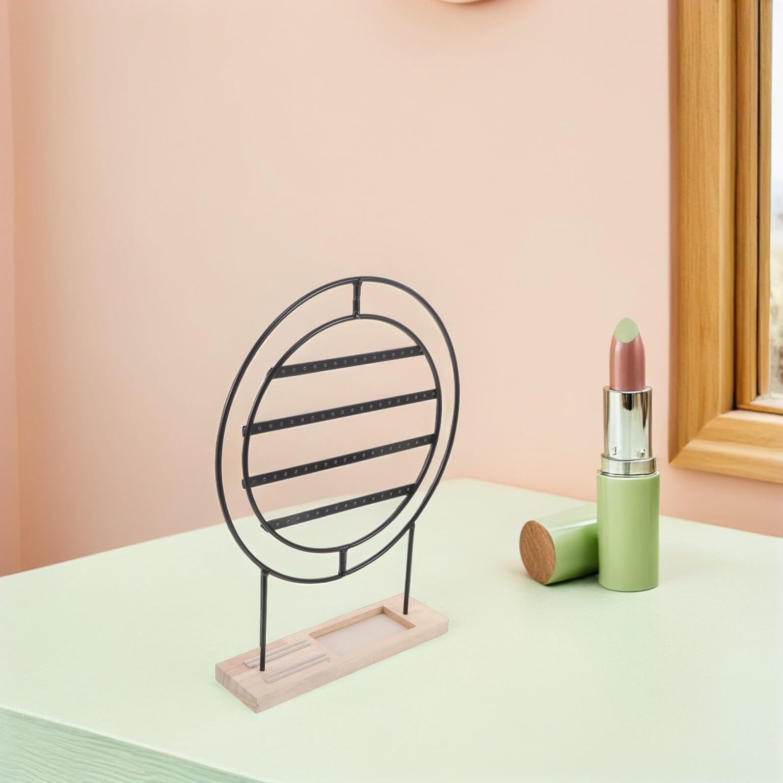 Espositore Rotante per Orecchini in Metallo Nero, 3 Livelli | Fori Individuali, Design Salvaspazio, Adatto a Women e Girls, per Popup Shops e Retail Display
