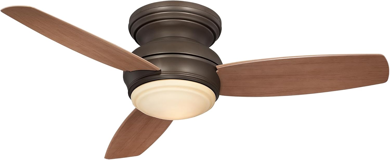 Minka-Aire F593L-ORB, Traditional Concept LED Bronze Flush Mount 44" Outdoor Fan w/LT & Ctrl