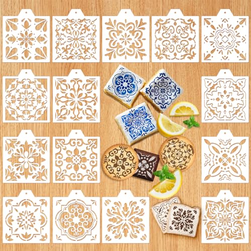 Opiniones y reviews de Hornos de azulejos . 25 Whaline 15 Piezas Plantillas de Azulejos Florales para Galletas, Azulejos Chinoiserie, Plantillas de Pintura con Aerógrafo con Cadena de Abalorios, Decoración para Galletas,...