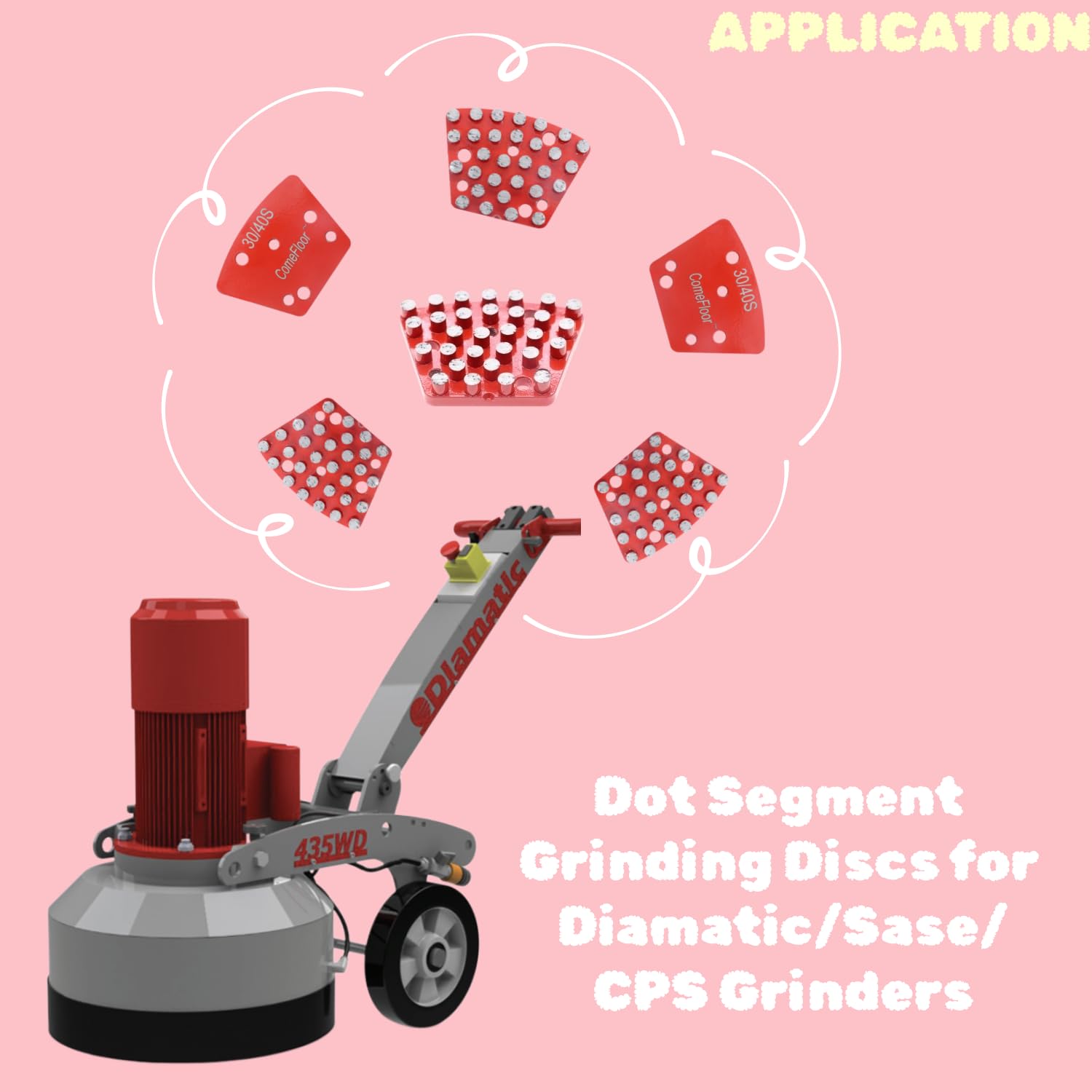 Trapezoid Diamond Grinding Disc, Diamond Metal Grinding Tooling for Diamatic/Sase/CPS Grinders, Concrete Preparation & Thin Epoxy Remove, Dot Segments 30/40 Grit Soft Bond, Pack of 9