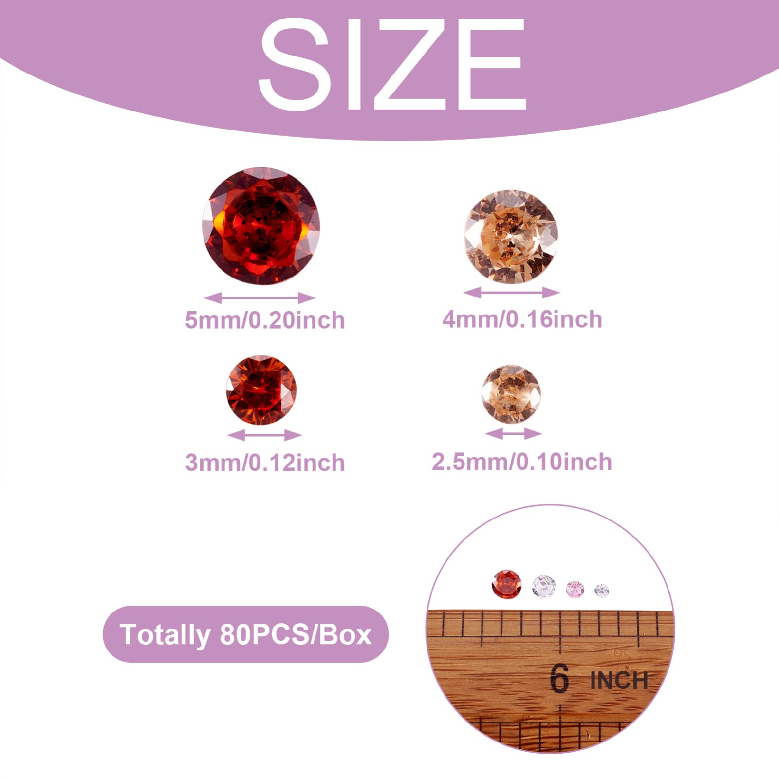 Bestewelry 80pcs Cubic Zirconia Stone Cabochons Faceted Diamond Shape Rhinestone Cabochons for Jewellery Making Embellishment - Image 3