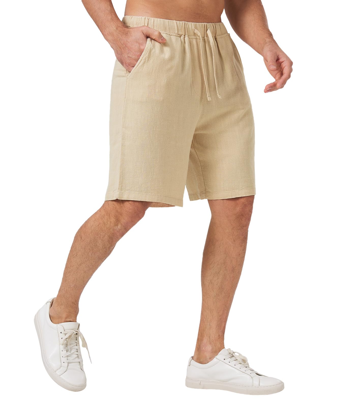 Zetieny Uomo Sportivi Pantaloncini Lino Pantaloncini Estivi Leggero Fitness Workout Shorts Pantaloni Casual da Uomo con Coulisse e Tasche
