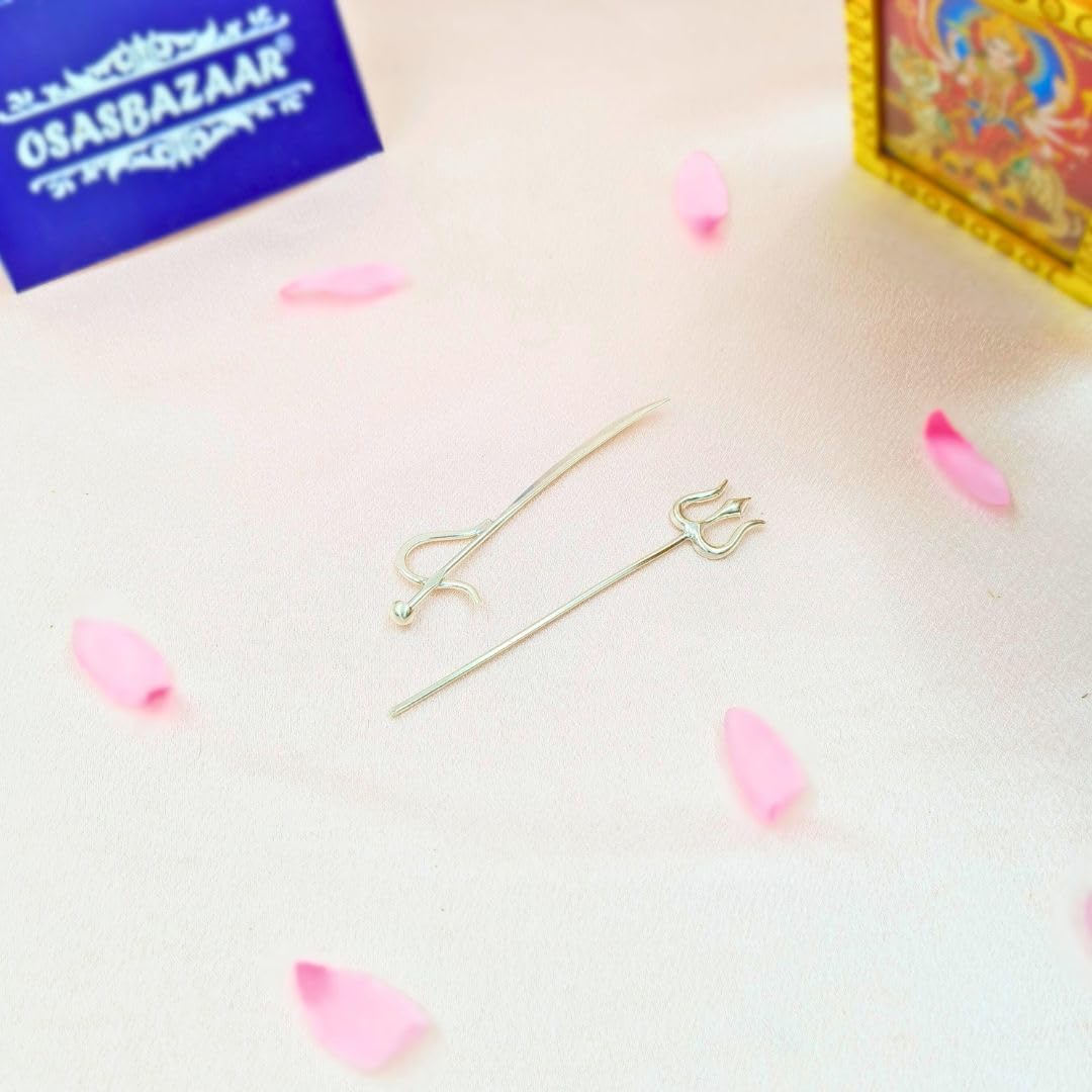 Silver Trishul & Talwar Set - Puja & Gift -2