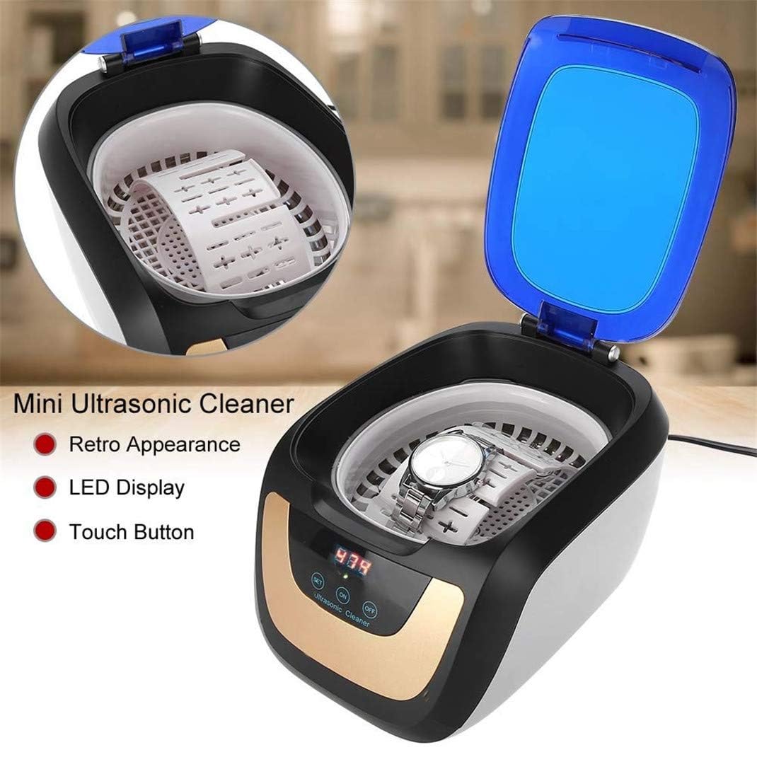 PAHION Limpiador Ultrasónico Digital Limpiador Ultrasónico Portátil Pequeño Automático Baño Ultrasónico De Acero Inoxidable Usos Domésticos para Dentaduras Postizas Frascos Limpieza De Joyas 750Ml
