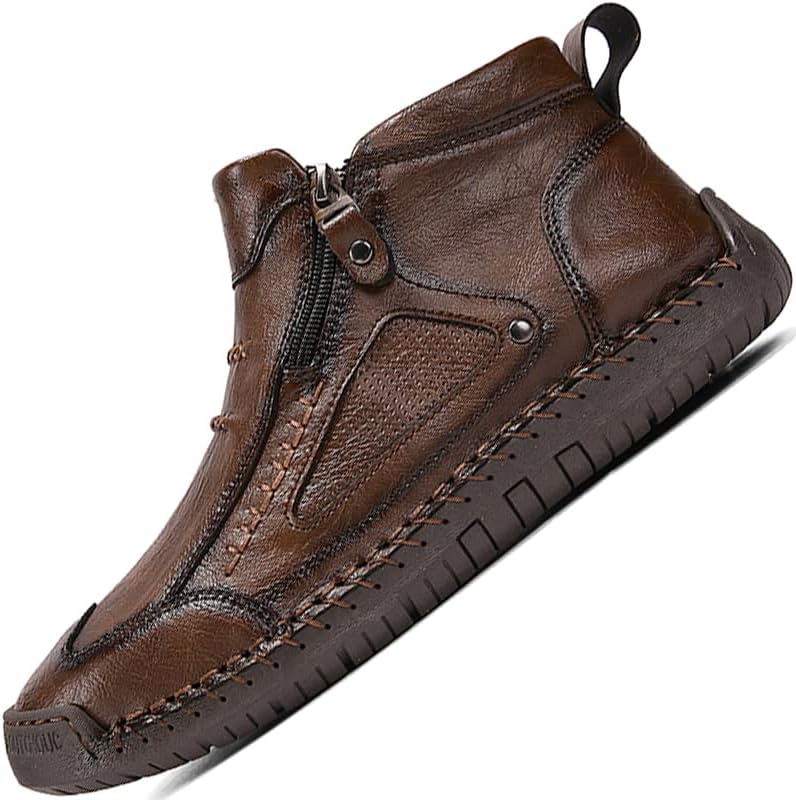 Mens Boots Casual Leather Shoes for Men Chelsea Loafers High Top Sneakers Men's Brown White Black Khaki Size