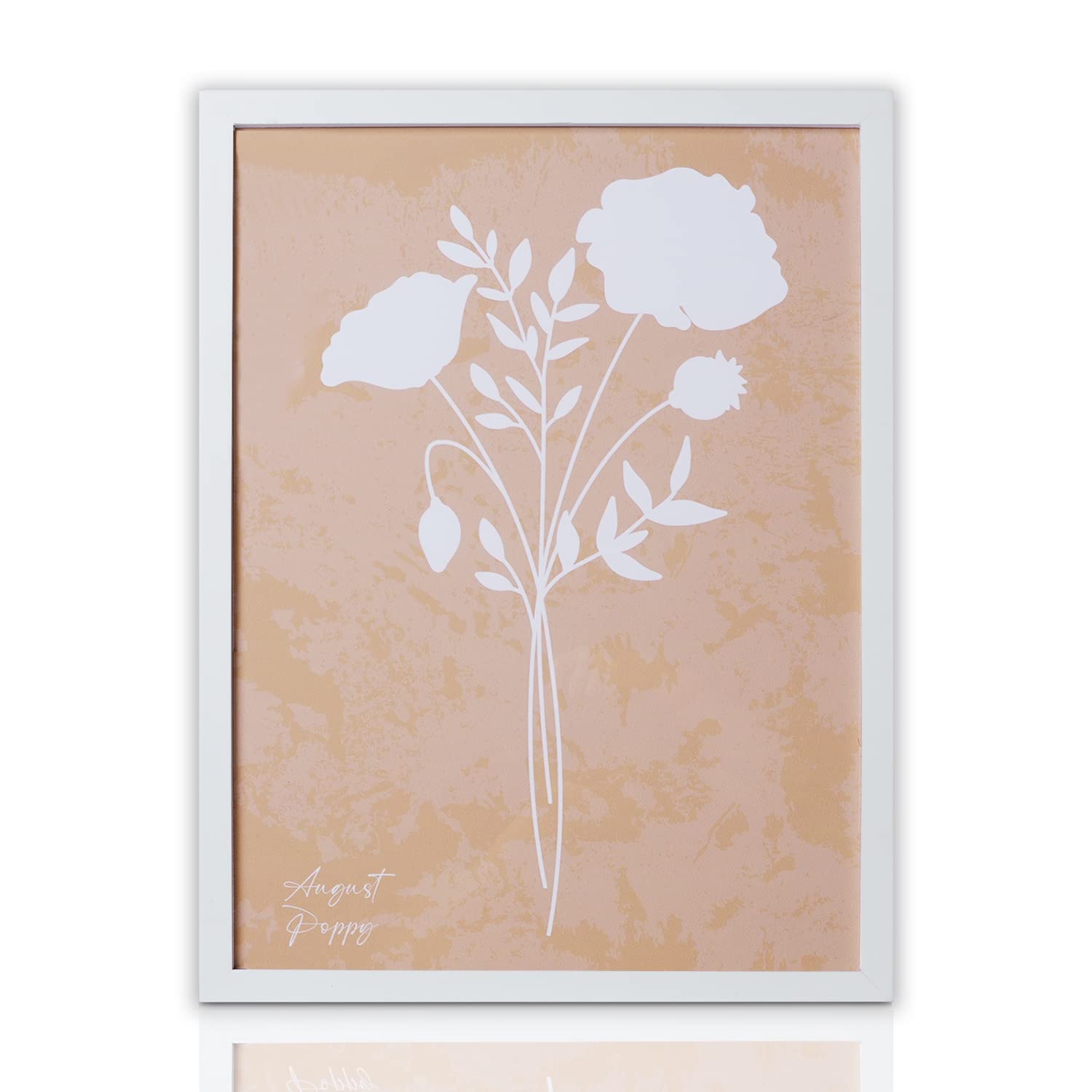 NELONY Birth Month Flower Wall Art, 12"x16" Framed Botanical Wall Decor, Minimalist Floral BOHO Art Prints for Birthday Gift, Nature Plant Mordern Art for Living Room, Bedroom (Aug - Poppy)