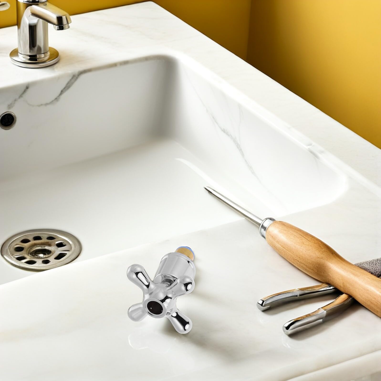 INOOMP Maniglia per Rubinetto 1/2 Pollice in Stile Vittoriano, Set Maniglie in Metallo per Sostituzione Valvola Doccia e Rubinetto Bagno