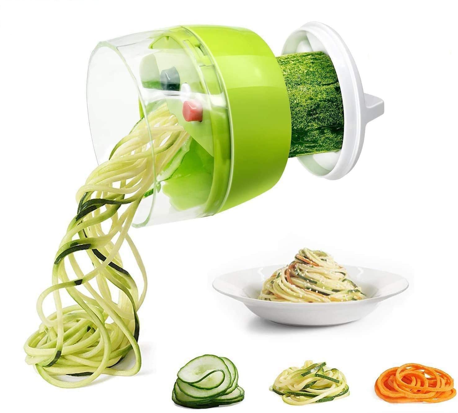 KASTWAVE Vegetable Chopper, Spiralizer Vegetable Slicer Fun Life Hand Held 4 in 1 Vegetable Spiralizer Slicer Food Chopper Cutter Zucchini Noodle & Veggie Pasta & Spaghetti Maker