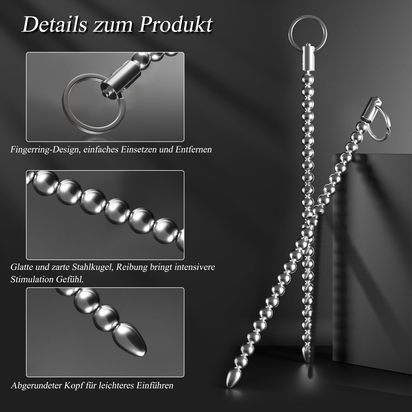 Dilatador uretral BDSMJOY de acero inoxidable de 245 mm, dilatadores uretrales flexibles para hombres, tapón para el pene, juguete sexual para estimulación de próstata (Φ10mm)