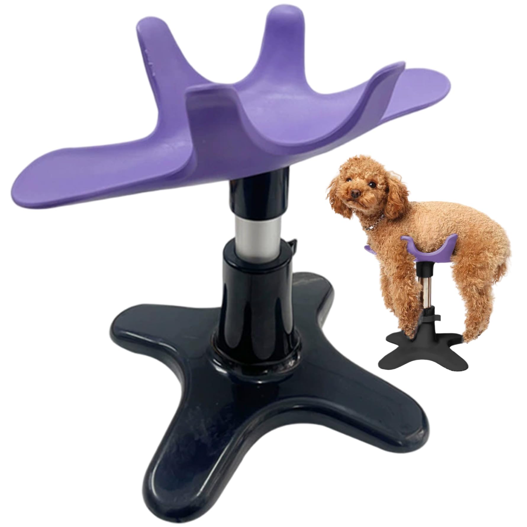 Hundepflegeständer, höhenverstellbar, drehbarer Hundeständer für die Fellpflege, Gummi-Haustier-Stützhalter zum Baden, Trimmen, Lila, Zucht