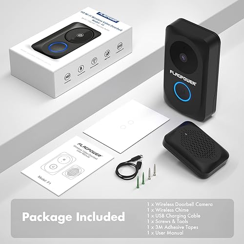 Miniatura 2 de Cámara de timbre inalámbrica, cámara inteligente de timbre de video con timbre, audio de 2 vías, visión nocturna, compatible con WiFi de 2.4G,