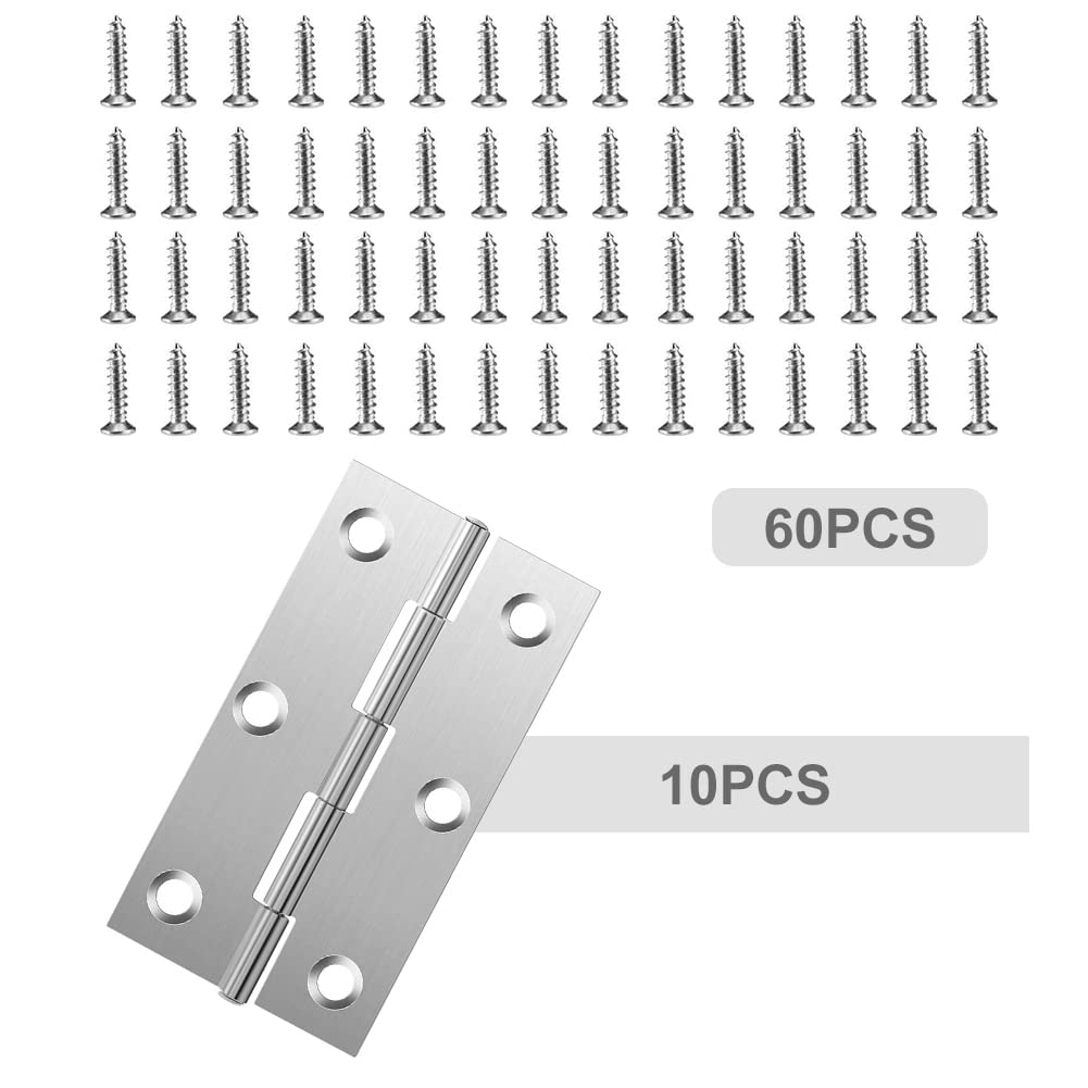 10 Cerniere Inox Per Mobili - 6.7x3.7cm, Spessore 1mm, Con 60 Viti, Nero - Foto 13