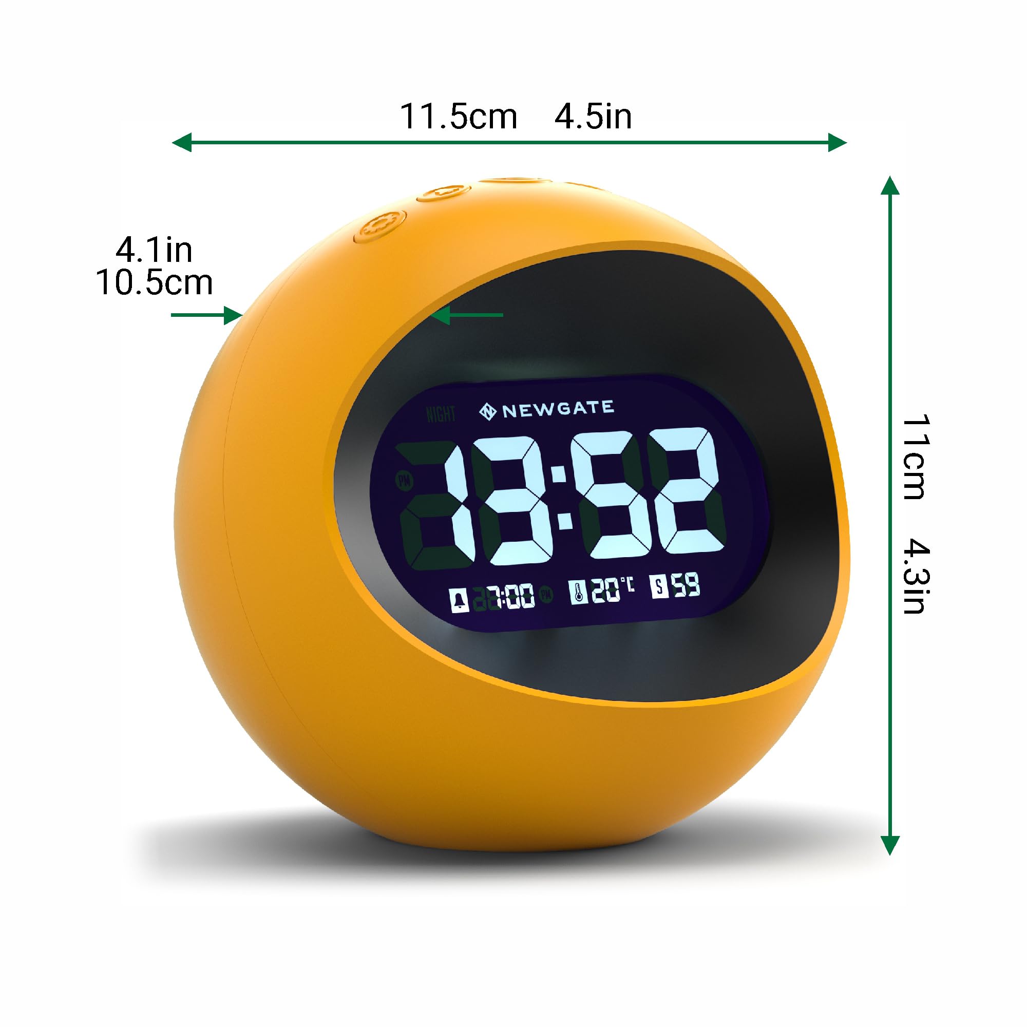 NEWGATE® Centre of the Earth alarm clock, Yellow, 11 x 11.5 x 11 cm - Image 4