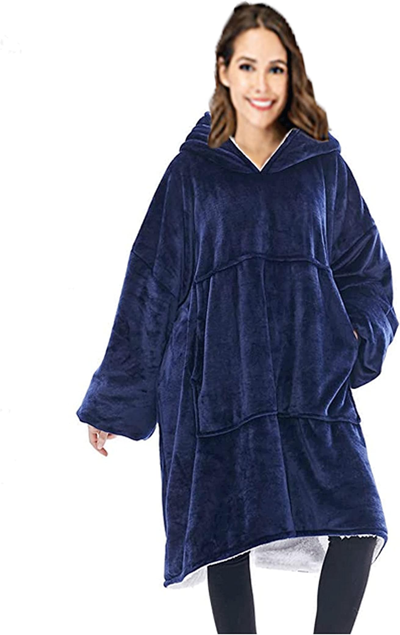 uggle Hoodie,Hooded Robe, Spa, Bathrobe, Sweatshirt, Fleece, Pullover, Blanket, Mens, Womens, Cotton, Blue, Blue1