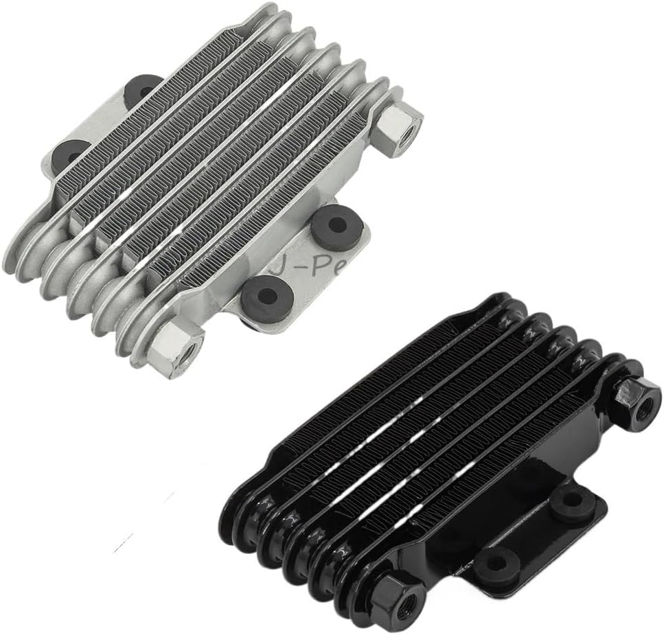 Black&Silver Universal 6 Rows Motorcycle Oil Cooler High Quality Engines Oil Radiator 190MM Motorcycle and Car Accessories(Silver m10 x 1.25)