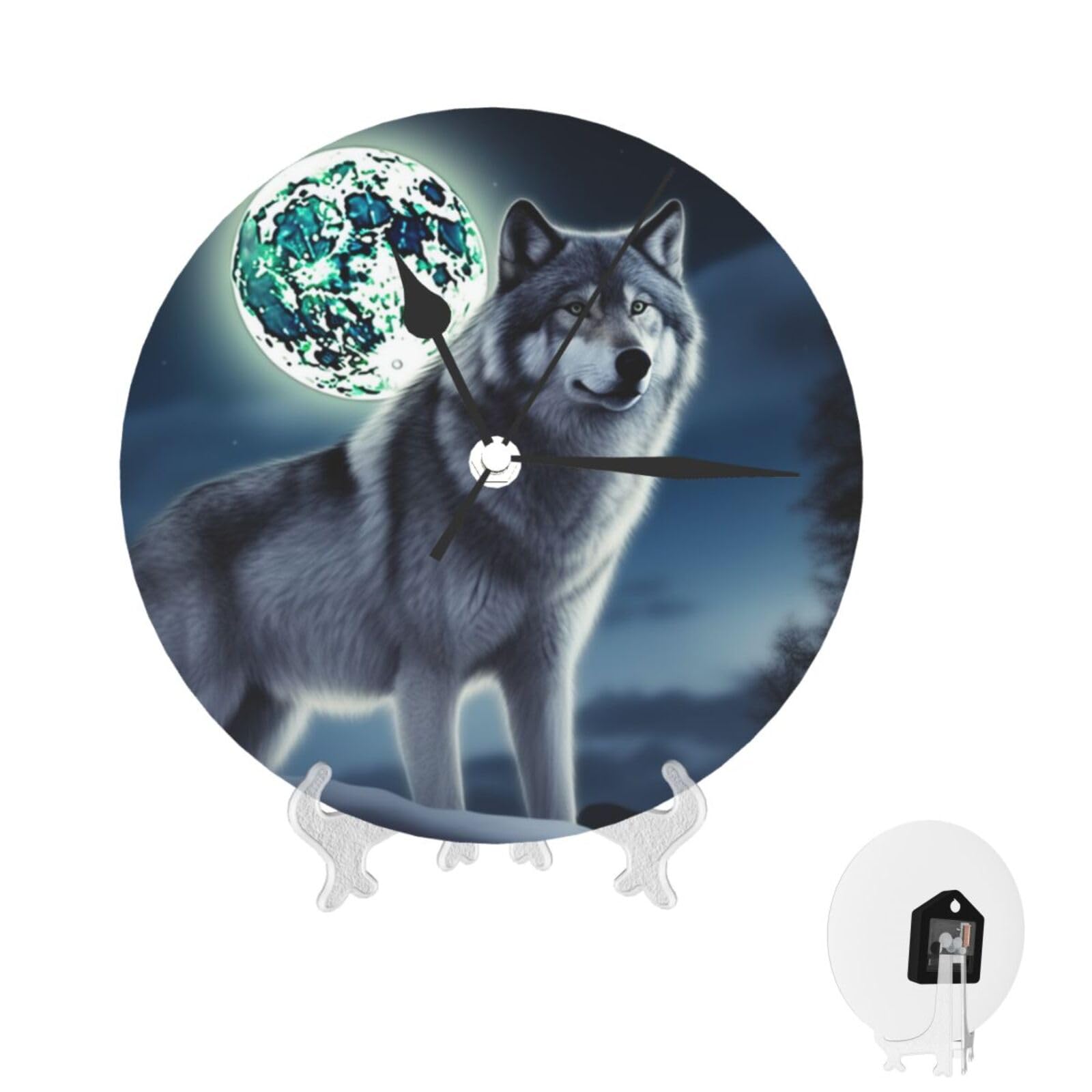 Horloge murale sans tic-tac loup pour un bureau silencieux