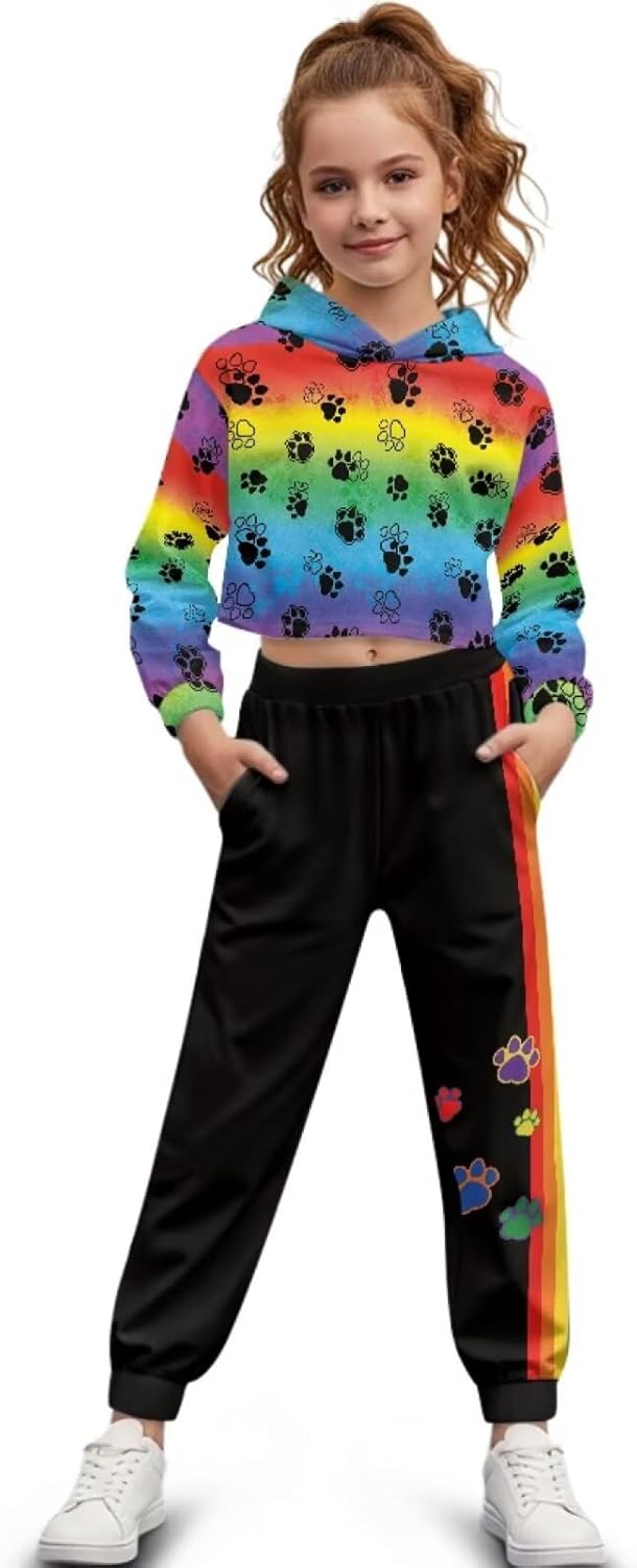 Girls 2 Piece Outfits Sweatsuits Pullover Hoodie Sweatshirt and Sweatpant Athletic Fall Outfits