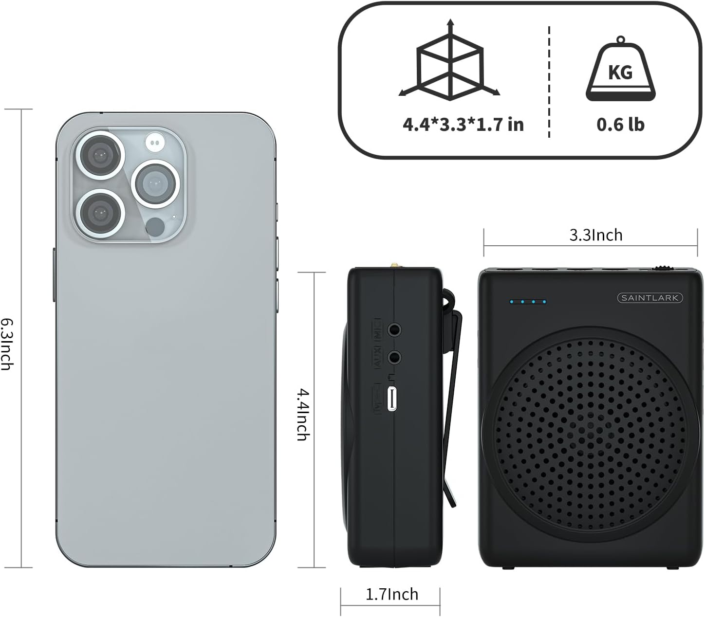 SAINTLARK S22 Voice Amplifier for Teachers,with Wired Portable Microphone and Speaker and Belt Supports MP3 Format Audio for Training,presentations, Guided Tours, Personal Voice Amplifier - Image 6