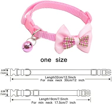 Yellow Extra Small Dog Collar with Bell, 2-Pack Cat Collar with Bell, Adjustable Bowtie Puppy Collar for XXS XSmall Girl Pets Female Kitten Yorkie Chihuahua X-Small, Neck 7-12 Inch
