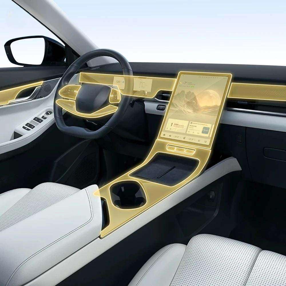 Pellicola Protettiva AntiGraffio per la Console Interna dell'auto, per Jaecoo j5 2025-2026, Pellicola in TPU Trasparente