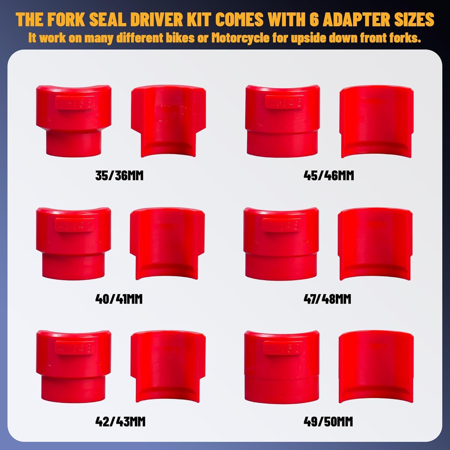 14PC Universal Motorcycle Bike Fork Seal Driver Tool Kit With 35mm 36mm 40mm 41mm 42mm 43mm 45mm 46mm 47mm 48mm 49mm 50mm