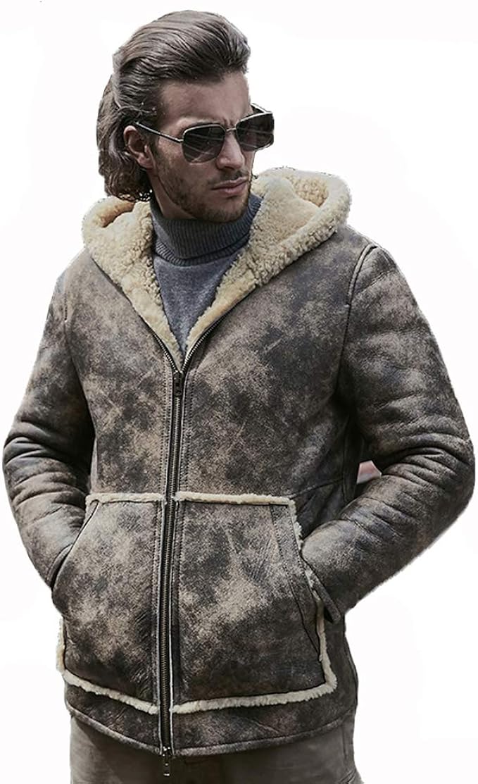 hooded shearling coat