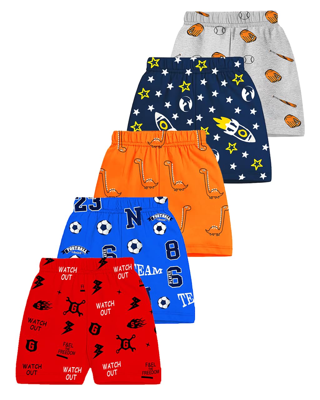 Kuchipoo Boys Regular Fit Cotton Shorts – Pack of 5