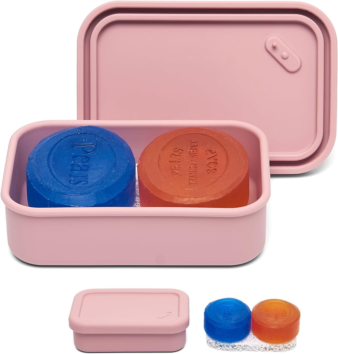 Silicone Enhanced Leakproof Travel Soap Case, Solid Shampoo Bar Holder,Large Travel Soap Container,Slip-Resistant Portable Soap Box with Drainage Layer