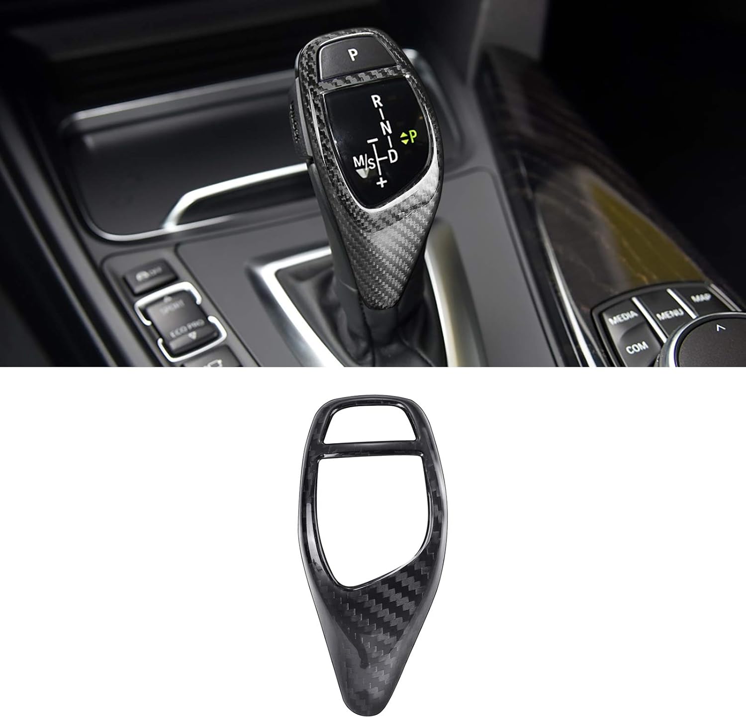 Compatible with Carbon Fiber Gear Shift Knob Cover Automotive Shift Lever Modified Decoration for BMW F06 F25 F26 I8 (Red)