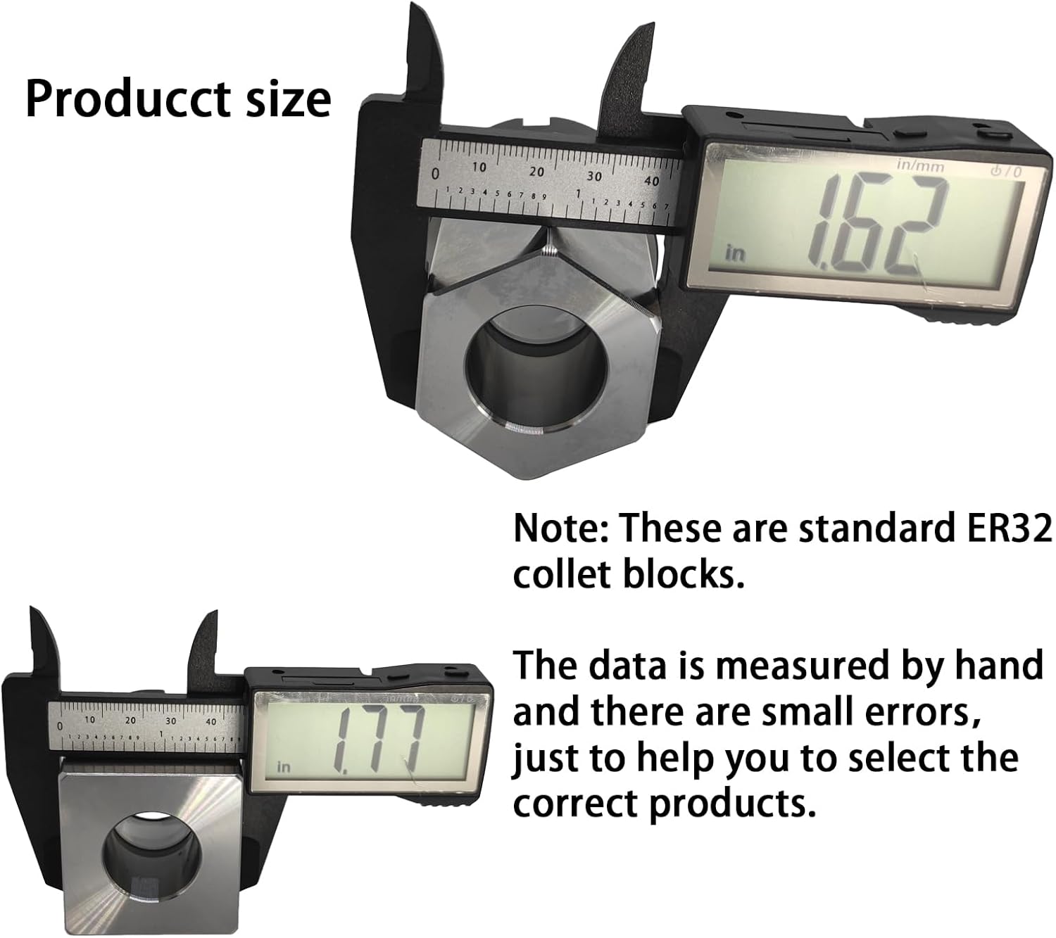 ER-32 Collet Block, Square and Hex Collet Chuck Block Set, Workholding Holder, 0.005 mm Accuracy, High Concentricity, Finish Machining
