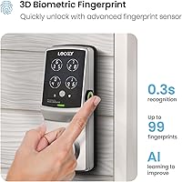 Vista 3 de Lockly Secure Plus, cerradura de puerta de entrada sin llave, cerraduras inteligentes para puerta delantera, cerrojo de bloqueo inteligente, teclado