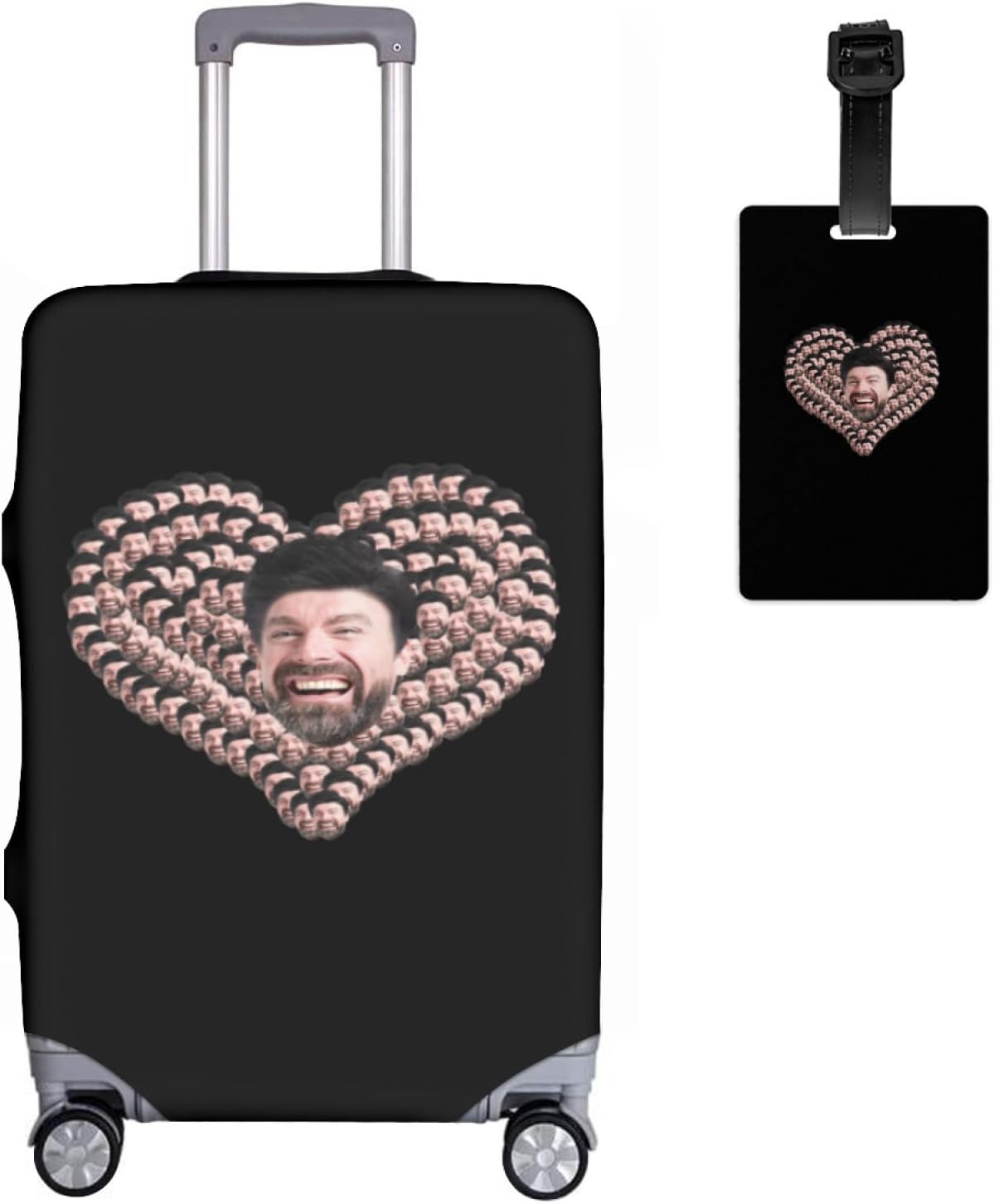 Custom Suitcase Cover, Personalized Elastic Luggage Cover Protector Design Your Own Photo Text Logo, Customized Travel Suitcase Protector Cover Gifts for Men Women Team XL(29''~32'') Face-4