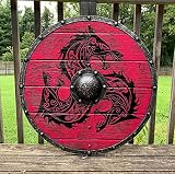 decoracion medieval para fiesta infantil Escudo decorativo de madera hecho a mano estilo vikingo medieval