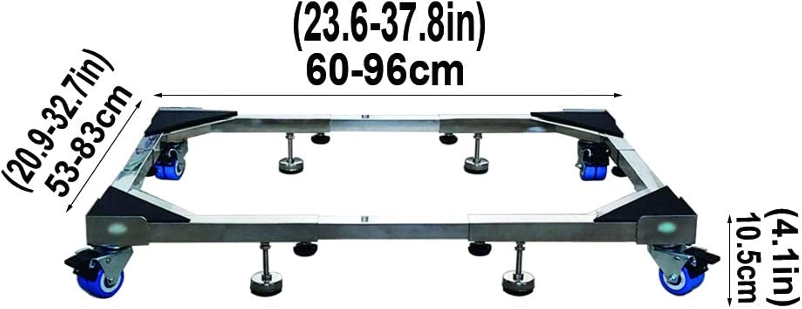 Mobilna podstawa pod pralkę, lodówkę i zamrażarkę, z zamykanymi kółkami, regulowana, 60 cm, 96 cm, solidny stojak na suszarkę i urządzenia, taca do łatwego przemieszczania