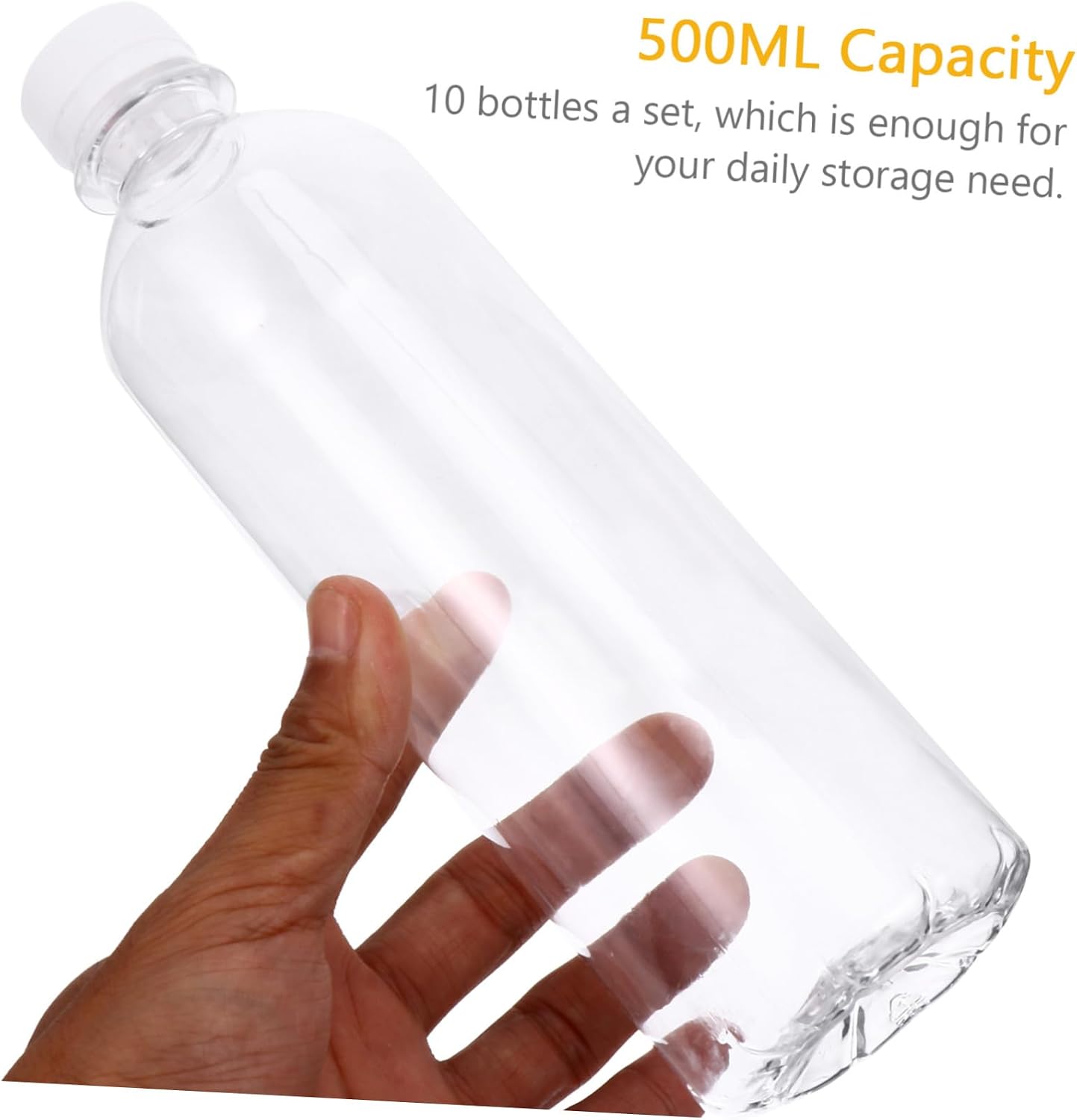 STOBAZA 500ML Plastic Beverage Bottles Refillable Juice Containers 10-Piece Set for Smoothies Nut Milk and Water