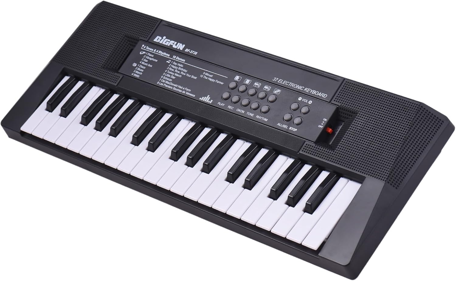 37 Key Electronic Keyboard Piano 4 Tones 4 Rhythms 10 Demos 5 Percussions Single Speaker Musical Instrument with Microphone Dual Power Mode Portable Music Piano Keyboard for