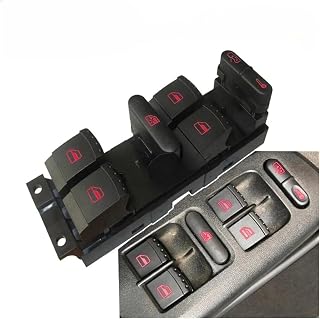 3BD959857 1J4959857 Chrome Window Control Switch Compatible With VW Golf 4 GTI Jetta MK4 BORA BEETLE Passat B5 1J4959857D 1J4959857C(1J4959857D-Red)