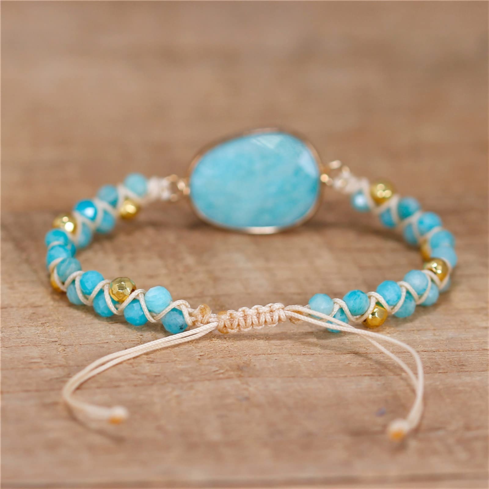Pulsera de macramé Trenzada con Cuentas de Piedra Natural Elegante, Pulsera de joyería para Mujer, Amistad, Yoga, joyería