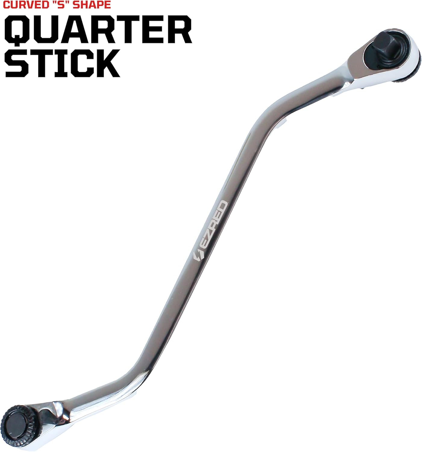 EZRED 4SS8 S-shaped Quarter Stick, 1/4″ square socket and magnetic bit drives, Low profile and Great for exhaust work, body work, and dashboards