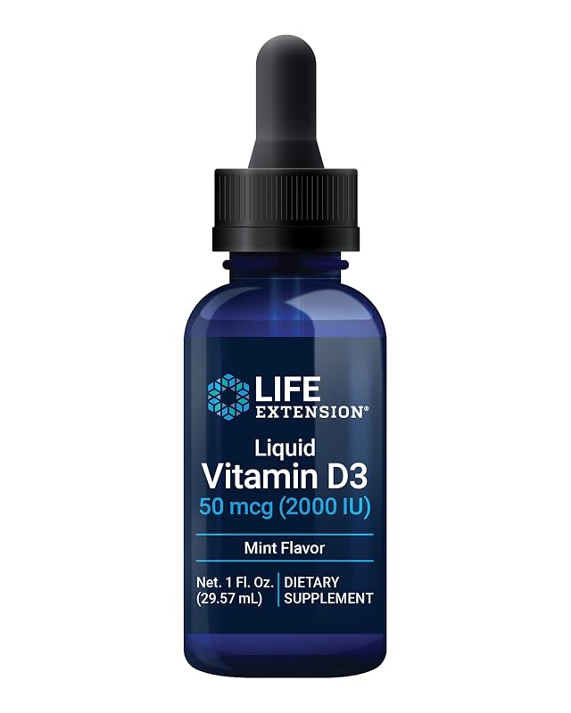 Life Extension Vitamina D3 líquida (Menta) 50 mcg (2000 UI), 29,57 mL