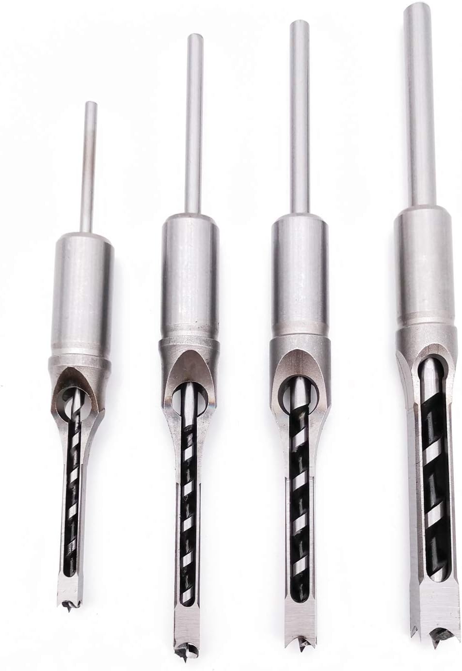 Woodwork Drill Bits 4PCS Wood Square Hole Mortising Chisel Drill Bits 1/4" 5/16" 3/8" 1/2" or 6.4mm 8mm 9.5mm 12.7mm Only for 3/4" 19mm Mortising Machines Drill Press