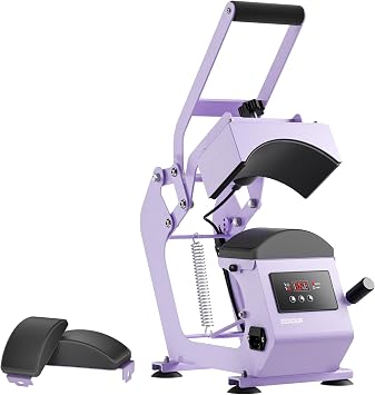 Hat Press Heat Machine for Caps with Precise Temp&Timer Control, Timer Auto Starter, Hat Heat Press with 2 Platens for Trucker Hat & HTV Iron on Vinyl, Sublimation Hat Press, Heat Transfer Purple