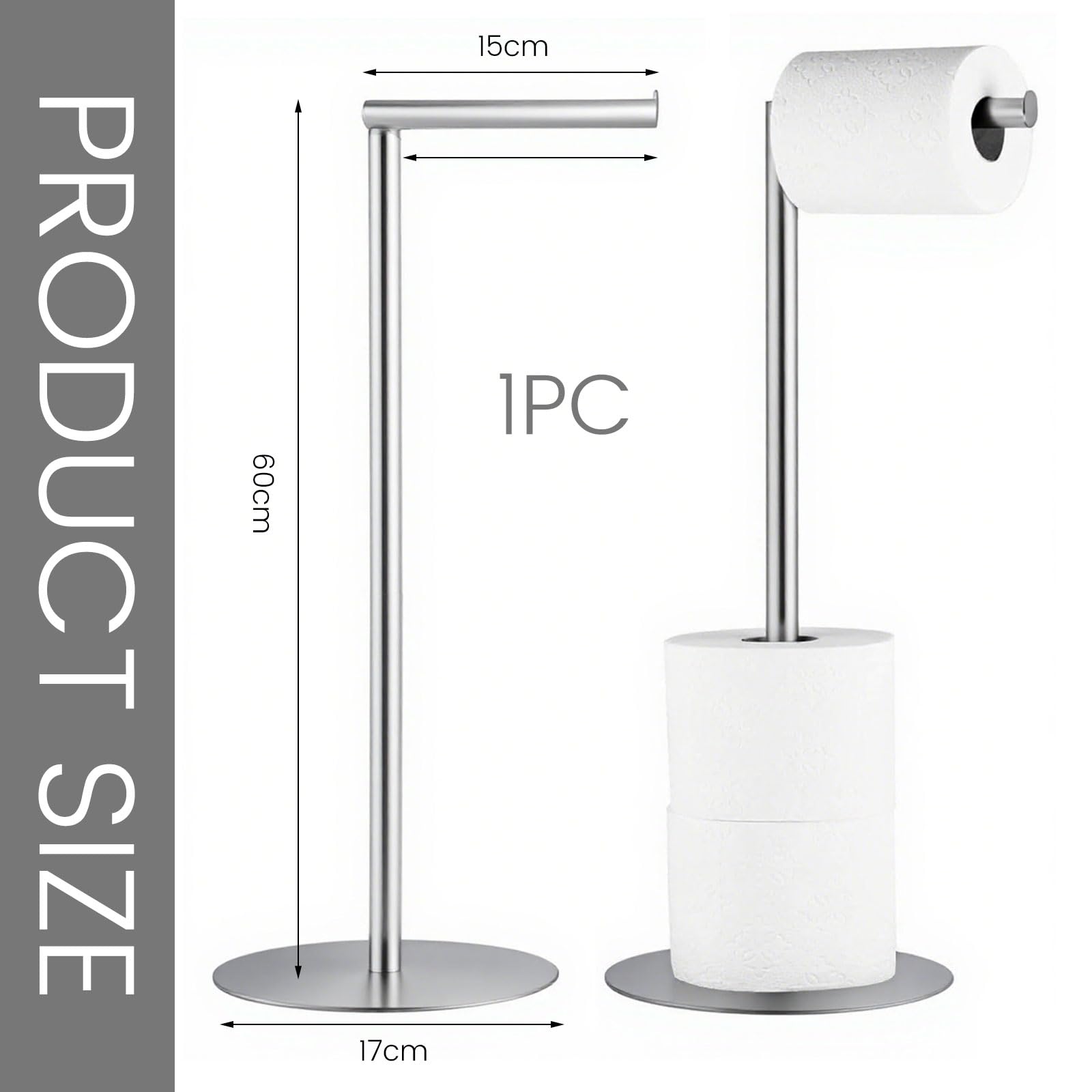 Muorruo Toilet Paper Holder Stand, freestanding toilet paper dispenser with reserve - Image 2